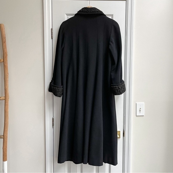 [vintage] curly lambswool longline coat 1980s black - Picture 2 of 11